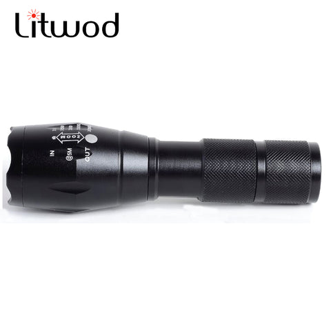LED tactical flashlight torch 8000 Lumens CREE XM-L2 Zoomable self defense portable lantern 5 mode adjustable camping light lamp