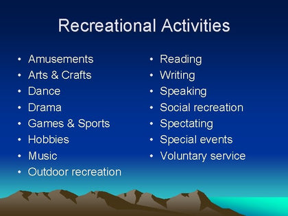 Recreational Games, Toys and Activities