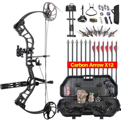 USA MOMENTOUS Compound Bow Full Package,15-70 lbs Adjustable, Up to 320  fps,USA Gordon Composites Limb Archery