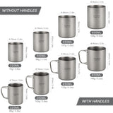 TOMSHOO 220/350/450/600ml Double Wall Titanium Water Cup Coffee Tea Mug for Home Outdoor Camping Hiking Backpacking Picnic