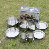Camping Equipment Tourism Nature Hike Cooking Pot Stainless Steel Pots Camping Cookware  Set Outdoor Cooking Camping Mug