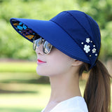 Golf Hat Lady Summer Travel Folding Korean Version of The Sun Women Outdoor Hat Anti-ultraviolet Cotton Flower Girl Baseball Hat